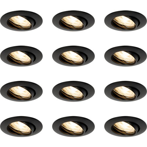 QAZQA Komplet 12 vgradnih reflektorjev črnih GU10 35 mm - Edu Cene
