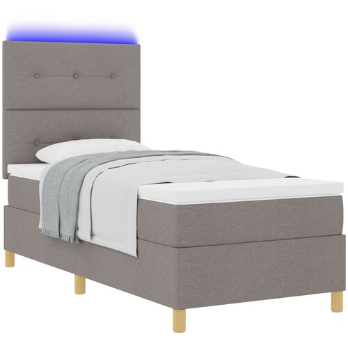 vidaXL LED Box Spring Krevet Sivo-smeđa 100 x 200 cm tkanina Cene