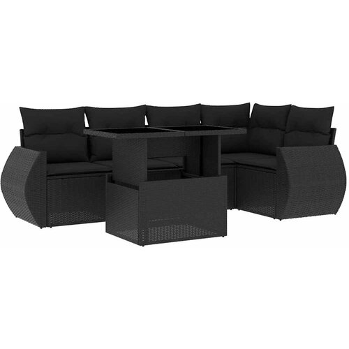  6-dijelni set vrtnih sofa s jastucima crni od poliratana Crna 100 x 55 x 73 cm Slike