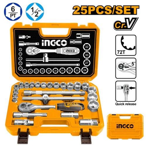 Ingco set nasadnih ključeva (gedora) 1/2&amp;quot; HKTS12251, 25 delova Slike