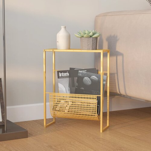 vidaXL Stalak za časopise zlatni 35 x 15 x 45 cm čelični Cijene