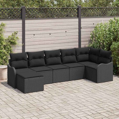  Sjedeća garnitura za vrt 7 kom. Crna poliratan 287,5 x 122,5 x 69 cm Cene