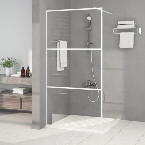 Pregrada za tu&scaron; bijela 100 x 195 cm s prozirnim staklom ESG Cijene