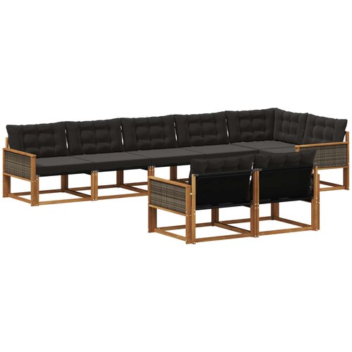 vidaXL Zunanja garnitura za sedenje z blazino 8 pcs Naravna in črna, (5000272770) Cene