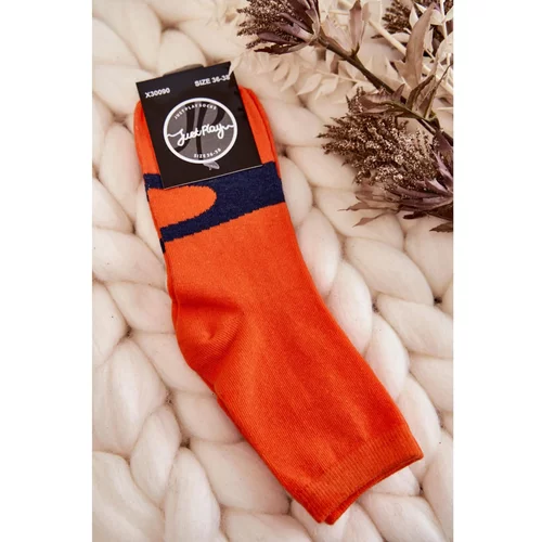 Kesi Women's Cotton Socks Navy Pattern Orange