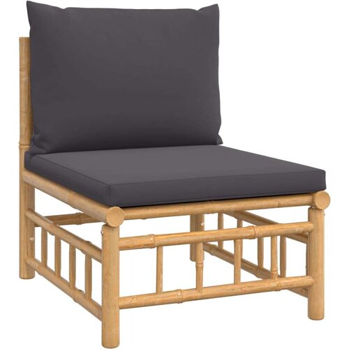  7-dijelna vrtna garnitura od bambusa s tamnosivim jastucima Cene