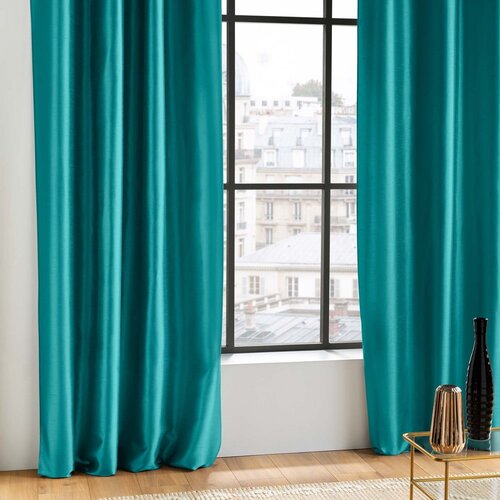 Douceur d int&amp;eacute;rieur Plava zavjesa od mikrosatena 140x240 cm Shana &amp;ndash; Slike