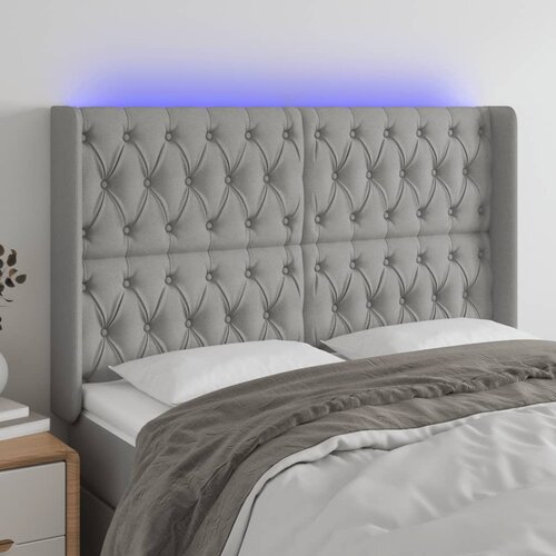 vidaXL LED uzglavlje svjetlosivo 147 x 16 x 118/128 cm od tkanine Cijene
