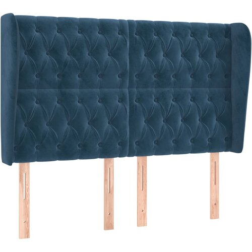 Maison Chic Vzglavna omarica - Nočna omarica - Posteljna omarica z u&amp;scaron;esi temno modra 147x23x118/128 cm žamet, (21709855) Slike