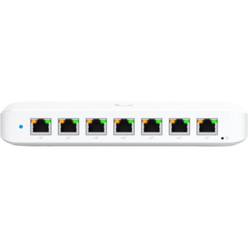 Ubiquiti USW-Ultra-210W-EU compact, Layer 2, 8-port GbE PoE switch with versatile mounting options, 7x GbE PoE+ output ports, GbE port with optional PoE++ input, 202W PoE availability with the included AC power adapter Cene