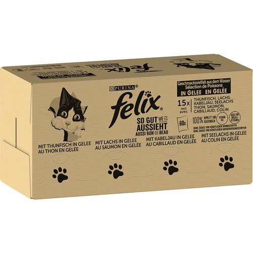 Felix Jumbo pakiranje: "So gut wie es aussieht" v želeju 120 x 85 g - Ribji miks (tuna, losos, polenovka, morski losos) Cene