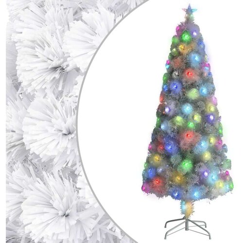 VidaXL Umjetno božićno drvce LED bijelo 180 cm optička vlakna Slike