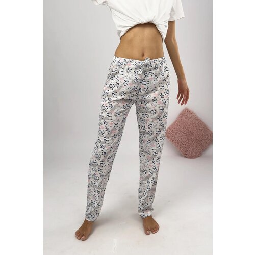 Dewberry 80156 Women Pyjama Bottom-WHITE-GREY Cene