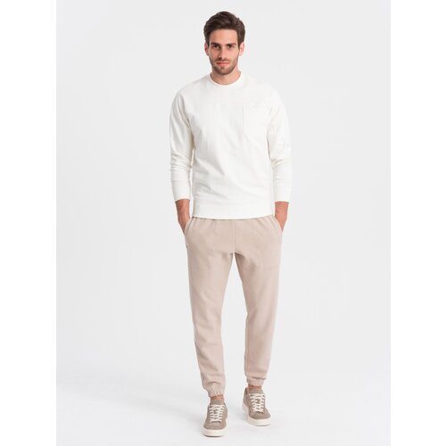 Ombre CARROT men's structured knit sweatpants - beige Cijene