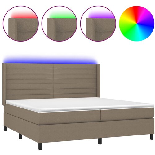 vidaXL Box spring postelja z vzmetnico LED taupe 200x200 cm blago, (20893786) Cene