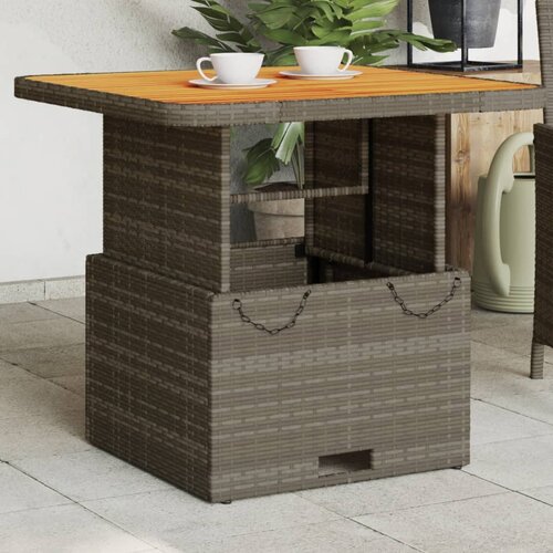  The Living Store Vrtna miza siva 80x80x71 cm poli ratan in akacijev les - Vrtna Miza, (21455522) Cene