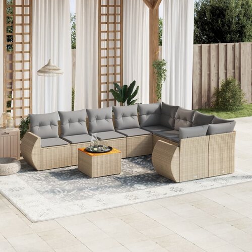 vidaXL 9-dijelni set vrtnih sofa s jastucima bež od poliratana Cijene
