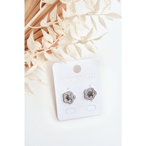 Glam Chic Flower Earrings With Cubic Zirconia Silver Cene
