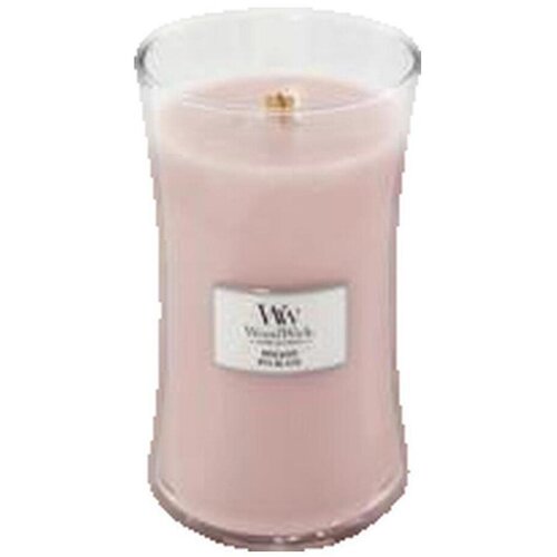 WoodWick Sveče, difuzorji Bougie parfum&amp;eacute;e rose clair avec m&amp;egrave;che en bois Rožnata Slike