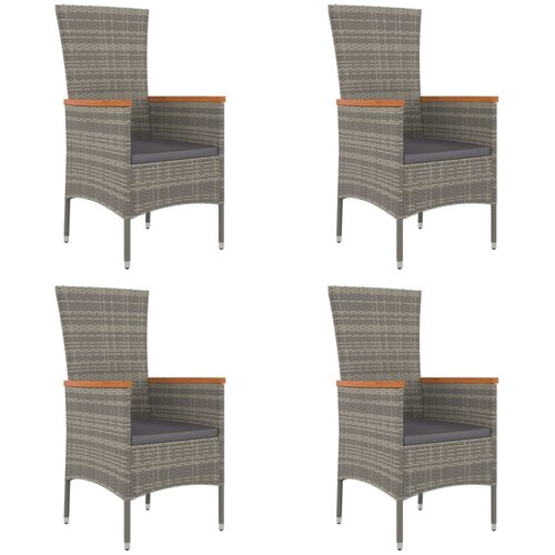Maison Chic Vrtni stoli - Stol za vrt z blazinami 4 kosi poli ratan sive barve JS2248, (21876925) Slike