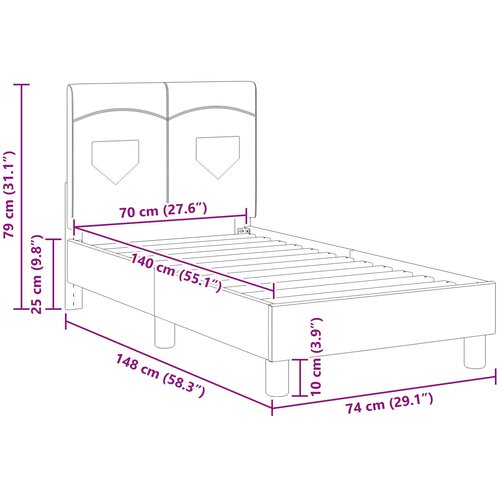  Okvir kreveta za malu djecu s naslonom Crna 70 x 140 cm tkanina Slike