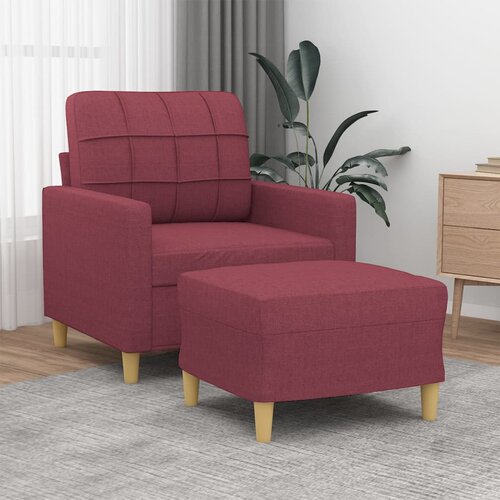  The Living Store Fotelj s stolčkom za noge vinsko rdeč 60 cm blago - Kavč S Stolčkom Za Noge, (21485099) Slike