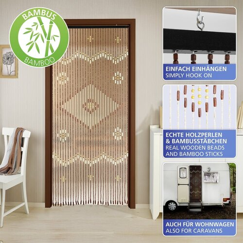 Maximex Bambusova zavesa za vrata v naravni barvi 90x200 cm Rhombus &amp;ndash; Slike