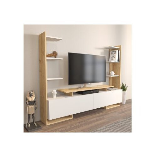 Hanah home TV komoda Ava, 183,6x140x31,7 cm, Bijeli hrast Slike