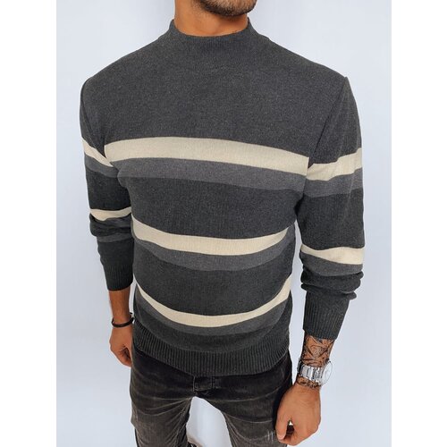 DStreet Sweter męski półgolf w paski ciemnoszary Cene