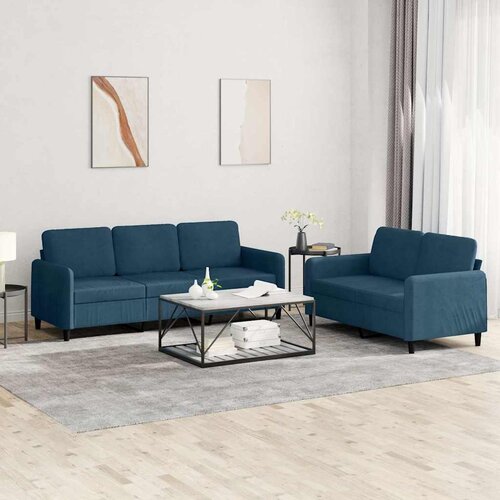  2-dijelni set sofa plavi bar&amp;scaron;unasti Plava Slike