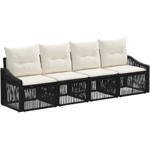 vidaXL Vrtna sedežna garnitura 4 pcs Črna poli ratan, (5000270846) Cene