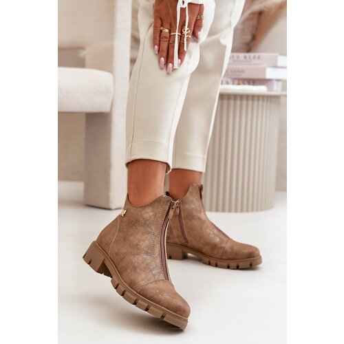 Boto Insulated Women's Boots With Distress Eco Leather Brown-Gold Verietta Cene