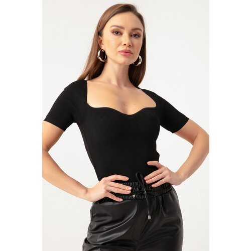 Lafaba Women's Black Short Sleeve Knitwear Blouse Slike