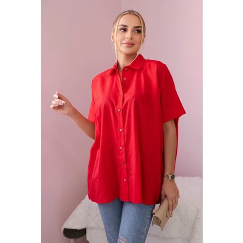 Kesi Cotton shirt with short sleeves, red Slike