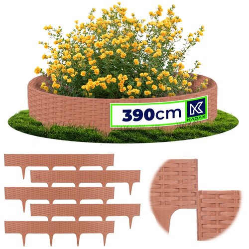 KADAX Obroba za trato Vrtna palisada Ograja za vožnjo Terakota 390 cm 5 kosov, (5000358153) Cene
