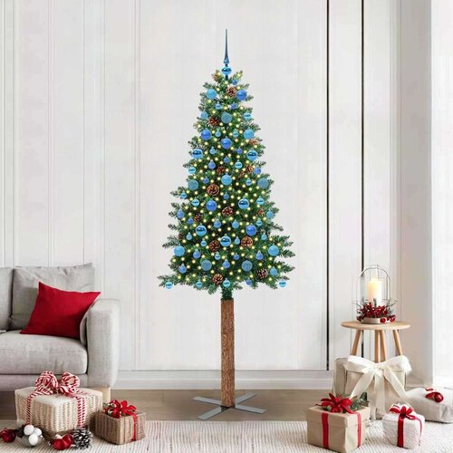 vidaXL Ožja jelka med 300 LED Zelena 210 cm PVC in trden bor Cene