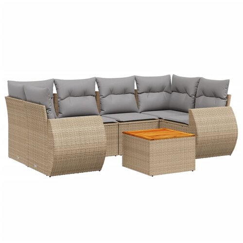  7-dijelni set vrtnih sofa od poliratana s jastucima bež 70 x 62 x 69 cm Slike
