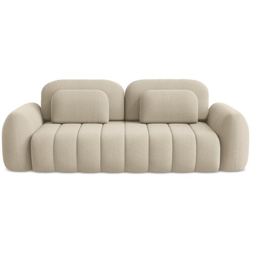 Makamii Svjetlo smeđa sklopiva/s prostorom za odlaganje sofa od boucl&amp;eacute; tkanine 266 cm Pele &amp;ndash; Slike