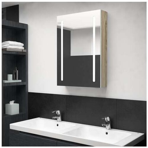 vidaXL LED kupaonski ormarić s ogledalom bijeli i hrast 50x13x70 cm Cijene