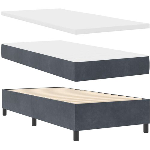 vidaXL Box Spring postelja z vzmetnico temno siva 100x200 cm žamet Cene
