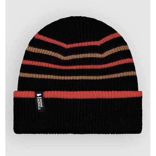 Mons Royale Stripey Merino Kapa black / sun orange / tan Slike