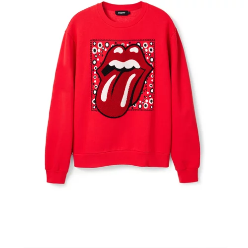 Desigual Sweater majica vatreno crvena / tamno crvena / crna / bijela