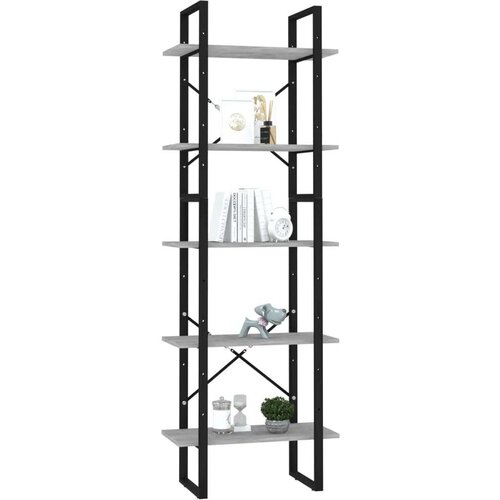 VidaXL Knjižna omara 5-nadstropna betonsko siva 60x30x175 cm Slike