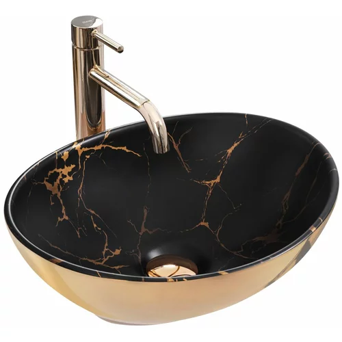 REA Bath REA nadgradni umivaonik sofia in marble mat black gold