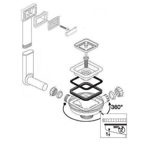 Sink Solution Odtočno grlo s PP 114 (3 1/2&amp;quot;) - kvadratno Slike