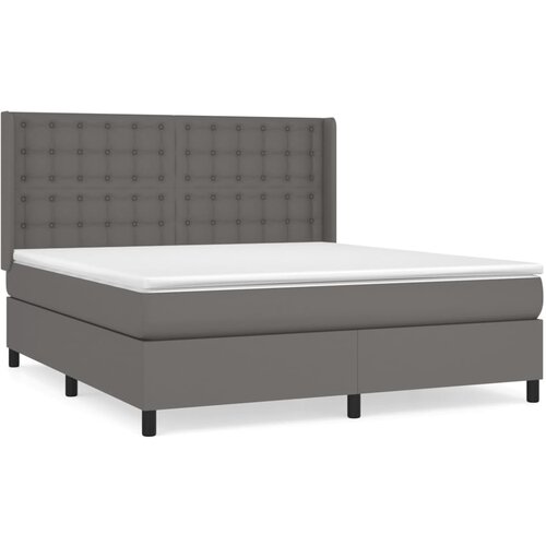  Krevet s oprugama i madracem sivi 180 x 200 cm od umjetne kože Slike
