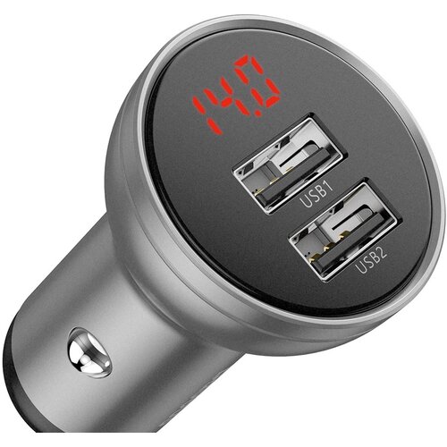 Baseus car charger with display, 2x USB, 4.8A, 24W (silver) Cijene