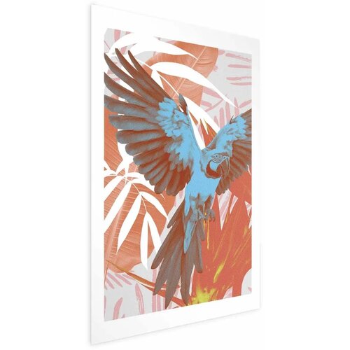  Plakat - Exotic Wings - parrot among abstract leaf patterns 40x60 Bez okvira Cijene