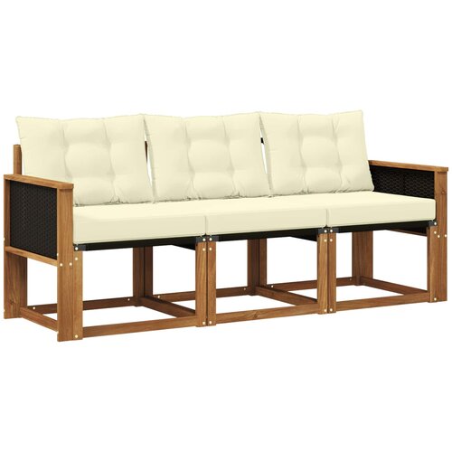  Set vanjskih sofa 3 kom. Prirodna i krem Slike