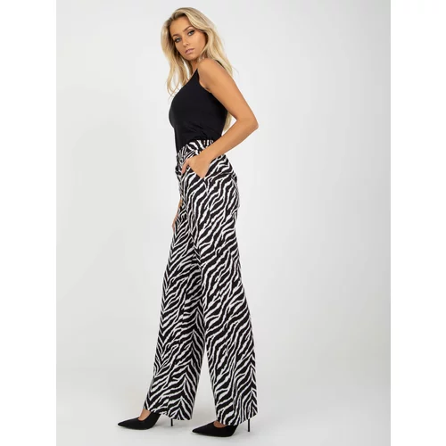 Fashion Hunters Black and white wide trousers in an animal print fabric